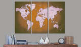 Decorative Pinboard - Mahogany Oceans [Cork Map]