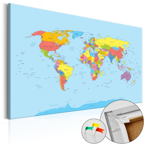 Decorative Pinboard - Rainbow Geography [Cork Map]