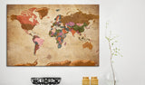 Decorative Pinboard - World Map: Brown Elegance [Cork Map]