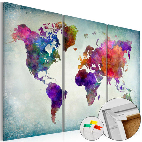 Decorative Pinboard - World in Colors [Cork Map]