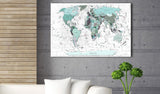 Decorative Pinboard - Sky-blue Border [Cork Map]