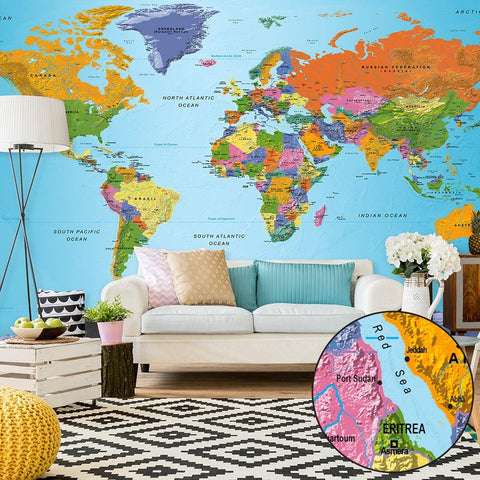 XXL wallpaper - World Map: Colourful Geography II