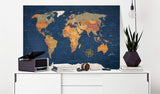 Decorative Pinboard - Ink Oceans [Cork Map]