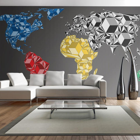 XXL wallpaper - Map of the World - colorful solids