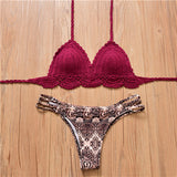 Crochet Bikinis Sets Wine Red