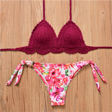 Crochet Bikinis Sets Wine Red