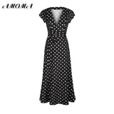 Short Sleeve Polka Dot Split Fashion Robe