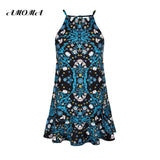 Strap Halter Neck Backless Summer Floral Dress