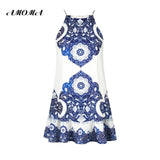 Strap Halter Neck Backless Summer Floral Dress