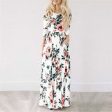 ELSVIOS Women Bohemia Floral Print Summer Dress 2018 Casual Short Sleeve O Neck Beach Boho Long Dress Loose Maxi Dresses Vestido