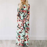 ELSVIOS Women Bohemia Floral Print Summer Dress 2018 Casual Short Sleeve O Neck Beach Boho Long Dress Loose Maxi Dresses Vestido