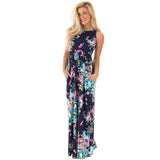 ELSVIOS Women Bohemia Floral Print Summer Dress 2018 Casual Short Sleeve O Neck Beach Boho Long Dress Loose Maxi Dresses Vestido