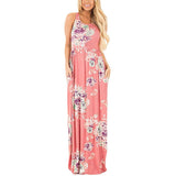 ELSVIOS Women Bohemia Floral Print Summer Dress 2018 Casual Short Sleeve O Neck Beach Boho Long Dress Loose Maxi Dresses Vestido